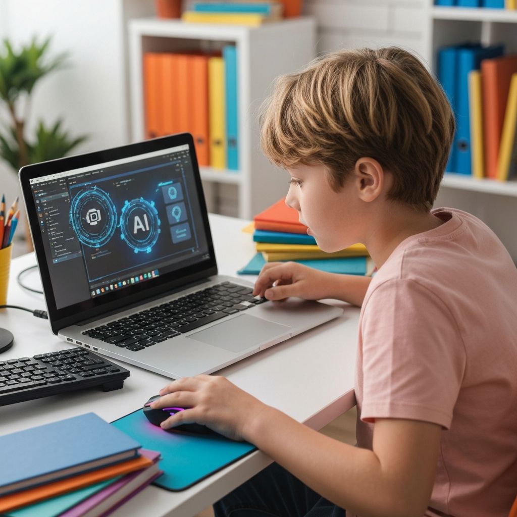 Niño creando proyectos innovadores con inteligencia artificial